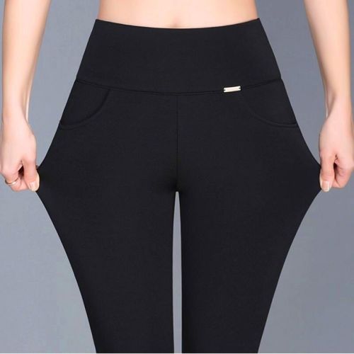 Korean version of the new autumn and winter women's casual pants loose slim middle-aged mother's pants high waist pencil fleece ladies pants