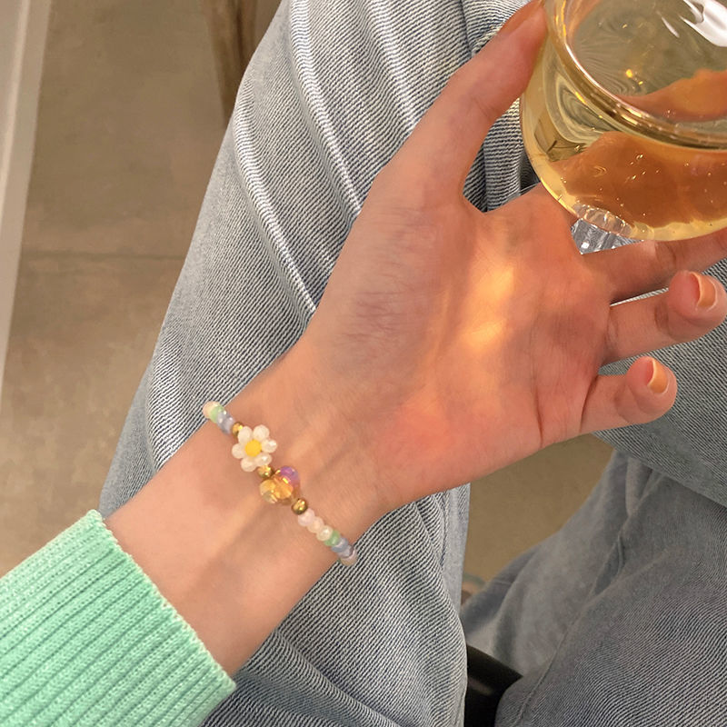 Bracelet women's all-match boudoir honey crystal ins does not fade niche design sense girls hand jewelry 2023 new summer