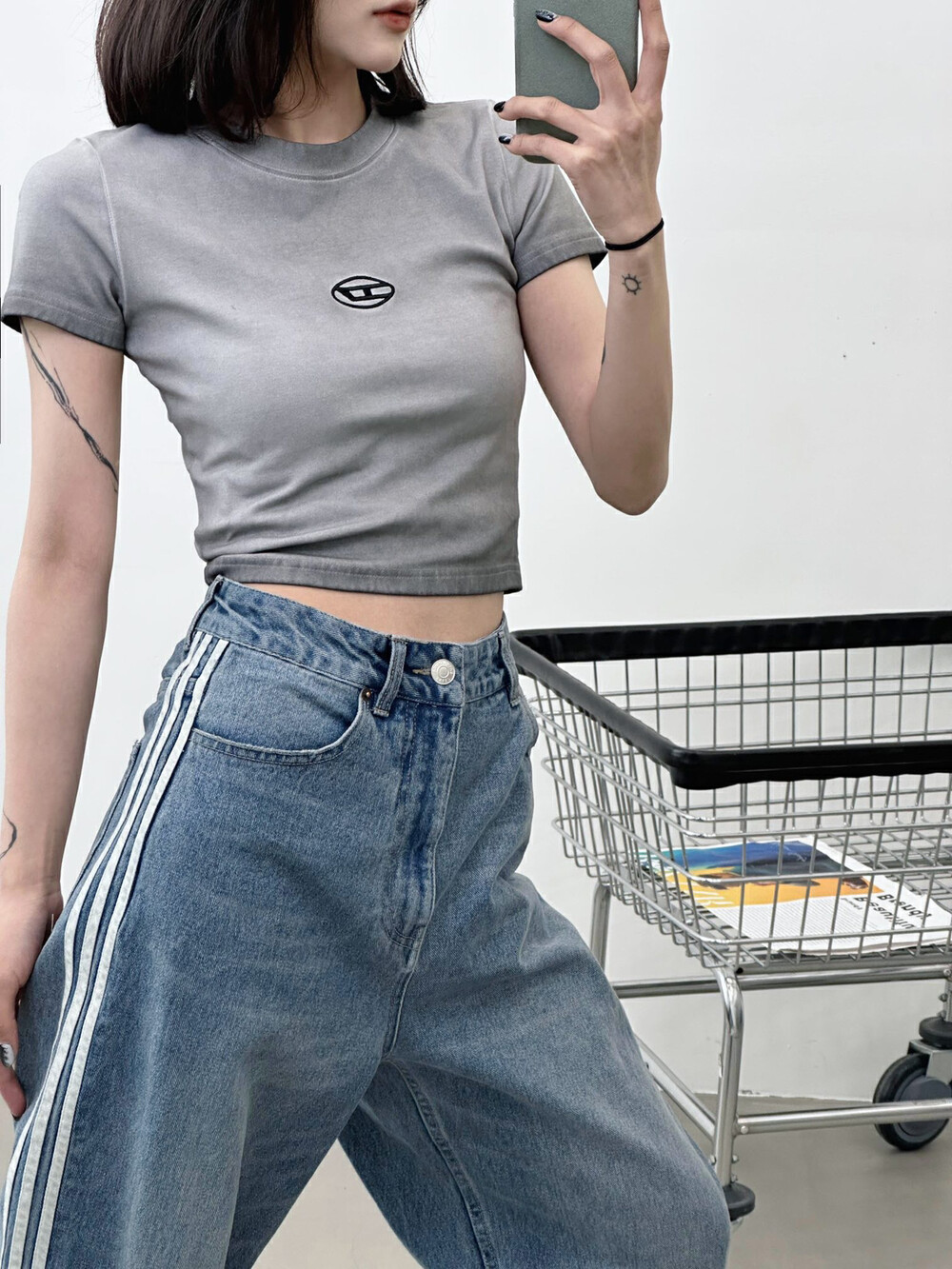 New in early summer of 2023! 【YT】Embroidered old-fashioned fried color slim-fit short-sleeved T-shirt T511008# PCZ