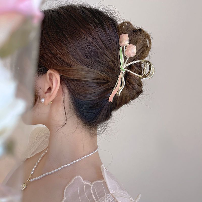 Tulip fairy hair clip female summer clip large elegant back of the head back of the head high-end shark clip headdress