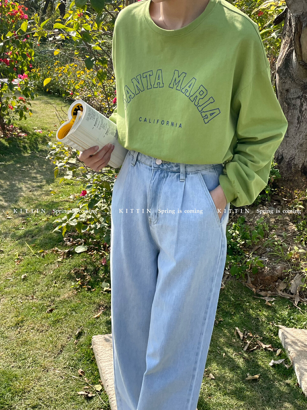 [KITTIN] Korean casual loose letter long-sleeved T-shirt 3195