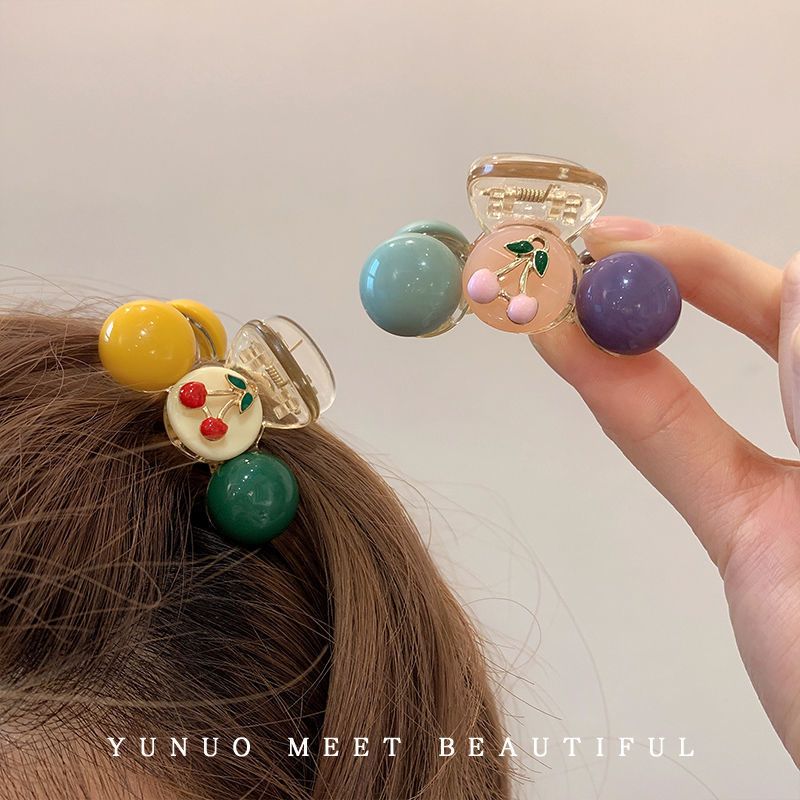 Elegant cherry hair clip cute forehead bangs clip net red small clip shark clip 2022 new
