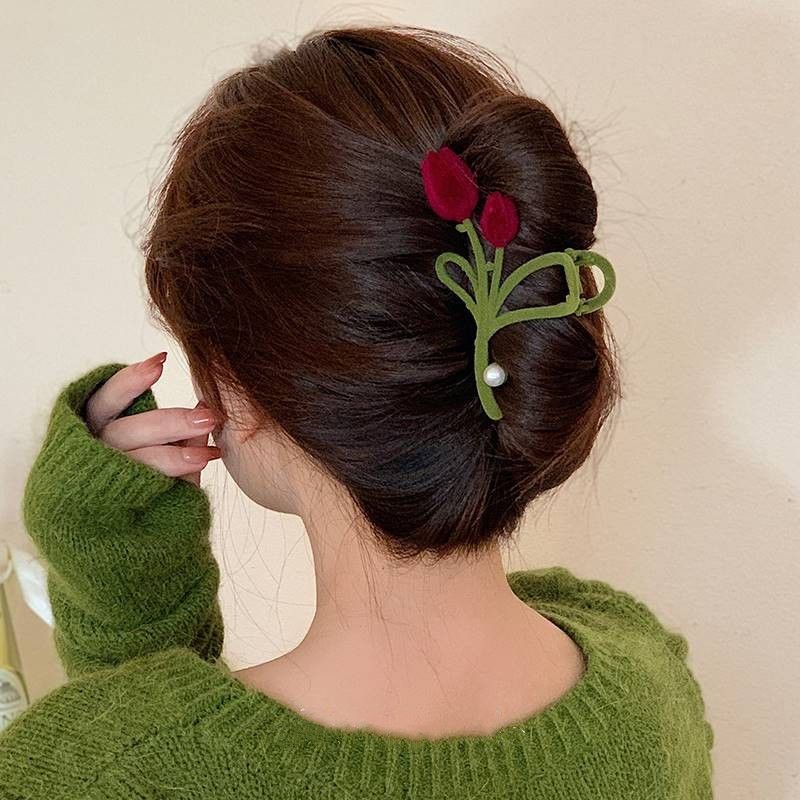 French super fairy tulip clip net red 2022 new high-end sense large shark clip headdress hair clip female