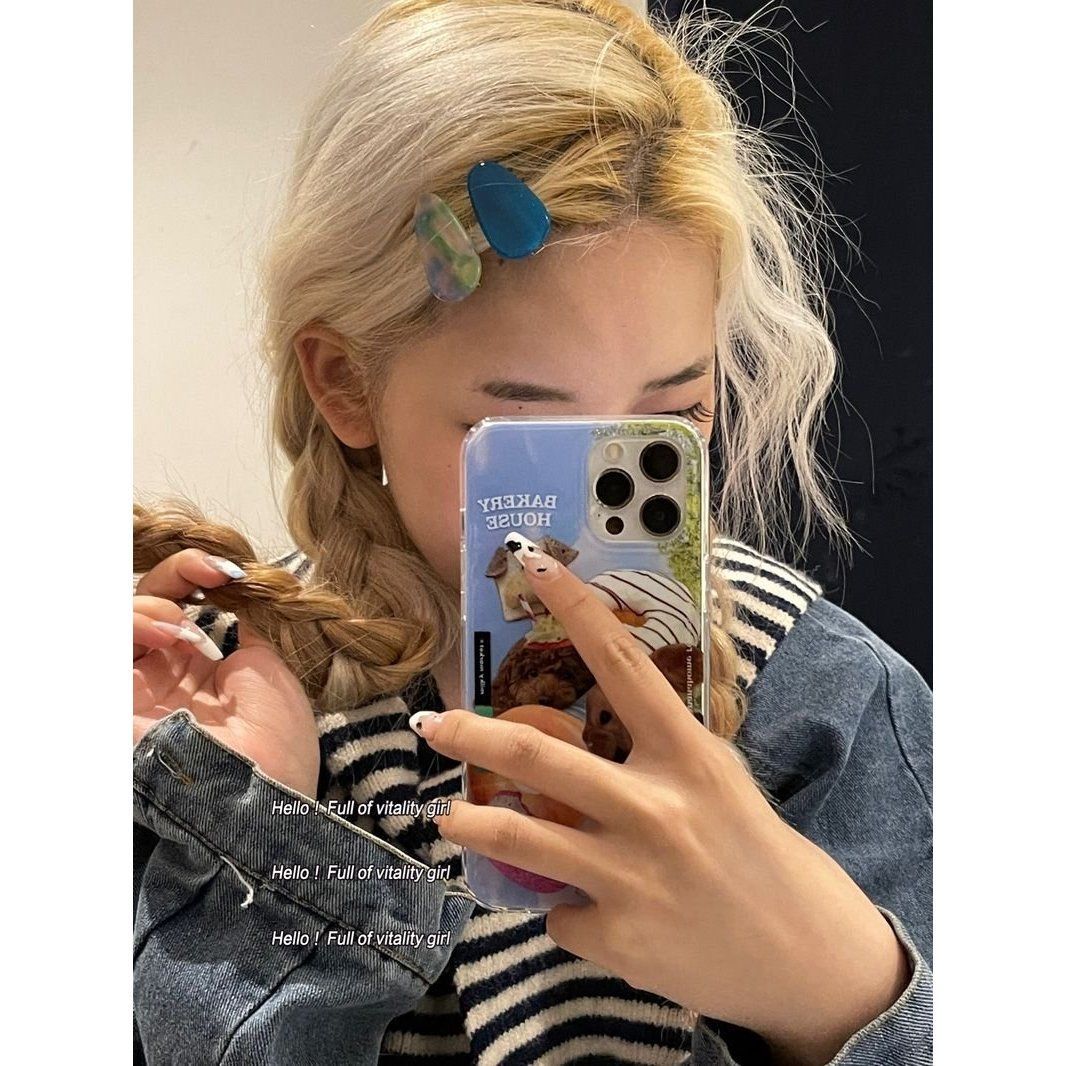 Color ghost horse girl ~ Korean version of simple acetate water drop duckbill clip girl heart bangs side broken hair clip