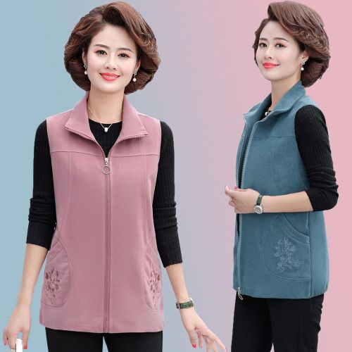 Autumn and winter middle-aged mother's wear autumn and winter vest middle-aged and elderly women's vest vest large size loose waistcoat vest foreign style