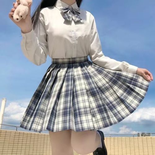 JK uniform skirt autumn and winter suit full set of long-sleeved shirt college style female student class uniform genuine set