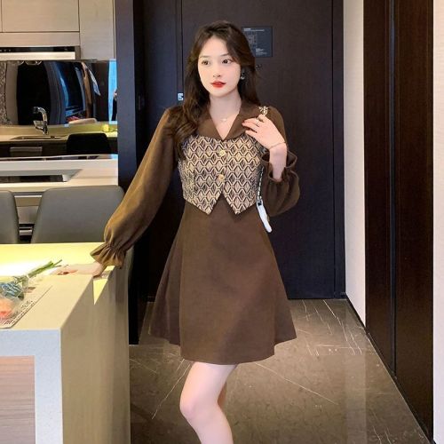 French tea break fake two-piece dress women's early spring and autumn 2022 new style chic celebrity temperament small man