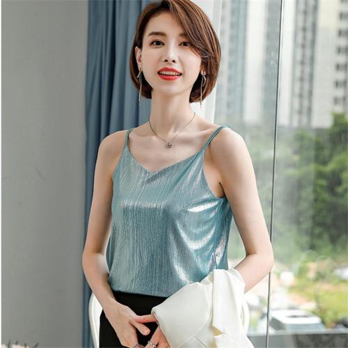Blue small camisole women's outerwear bottoming shirt simple loose summer with a suit inside a sleeveless chiffon top