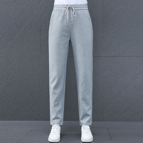 Spring thin section gray sports casual trousers women 2023 new Korean version plus velvet trousers women's trendy autumn and winter