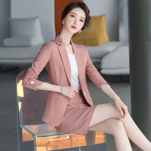 Green professional suit women's skirt suit 2023 spring and summer new fashion goddess fan temperament OL business wear overalls