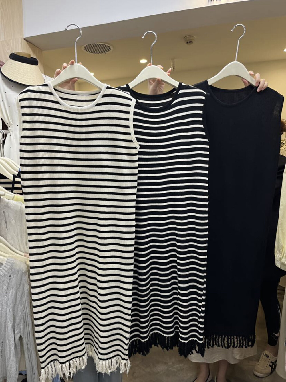 【MK】Fringe striped knitted dress D295# HJY