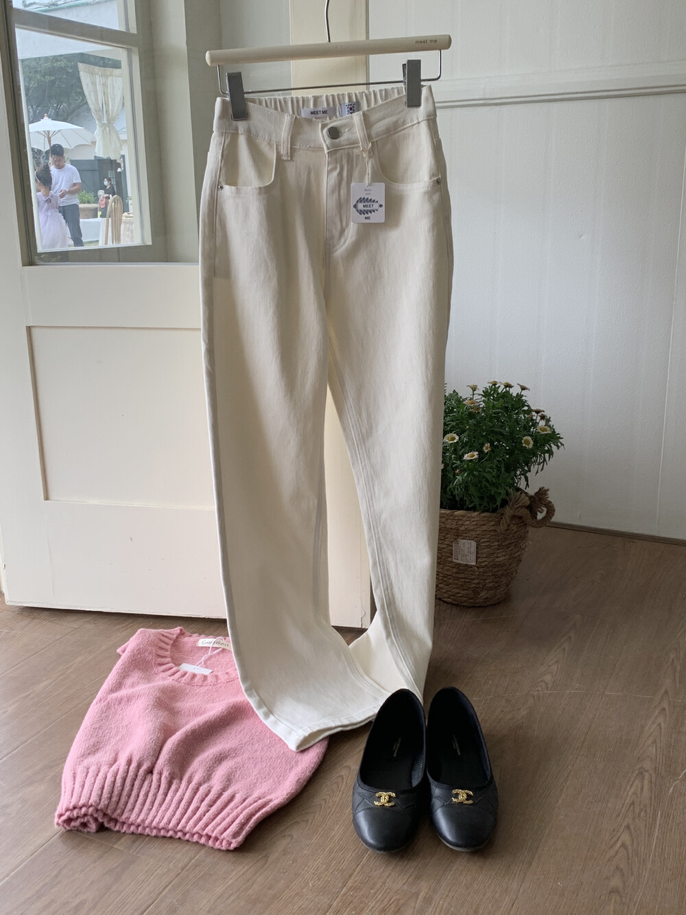 2023 early spring new! 【MEET ME】Rear elastic waist loose Korean jeans A61613# L
