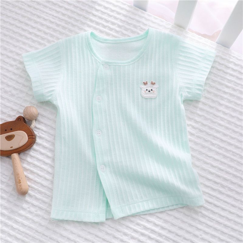 Newborn baby short-sleeved thin newborn baby half-sleeved cotton men's and women's tops t-shirt summer clothes summer cardigan