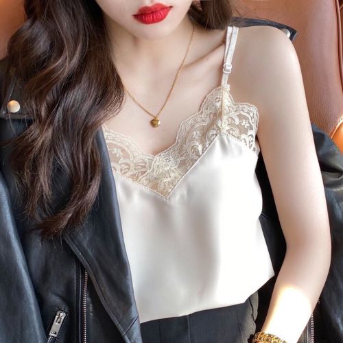 Large size small camisole women's summer suit inner white lace bottoming shirt niche design sexy top outerwear
