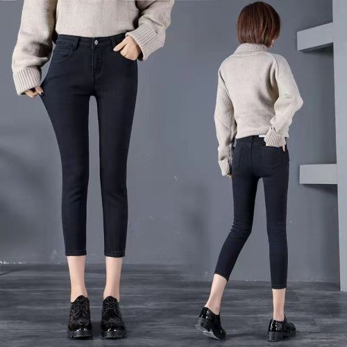 Small women's trousers spring cropped trousers women's jeans small feet pencil pants high waist slim slim short nine cents