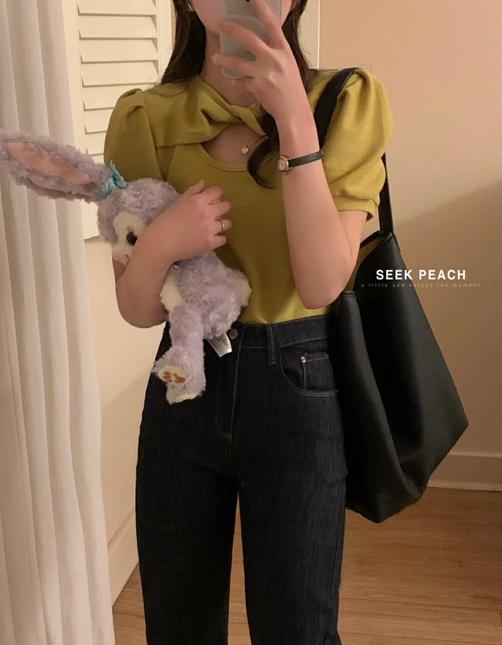 2023 early spring new style! [SEEK PEACH] Niche puff sleeve hollow shirt 5987# HBX