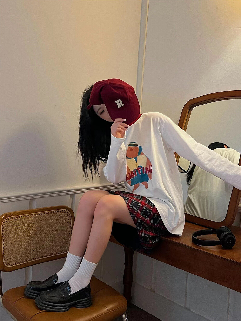2023 early spring new! [RICH PAPA] Korean cartoon print round neck long-sleeved T-shirt 31T564# ZXX