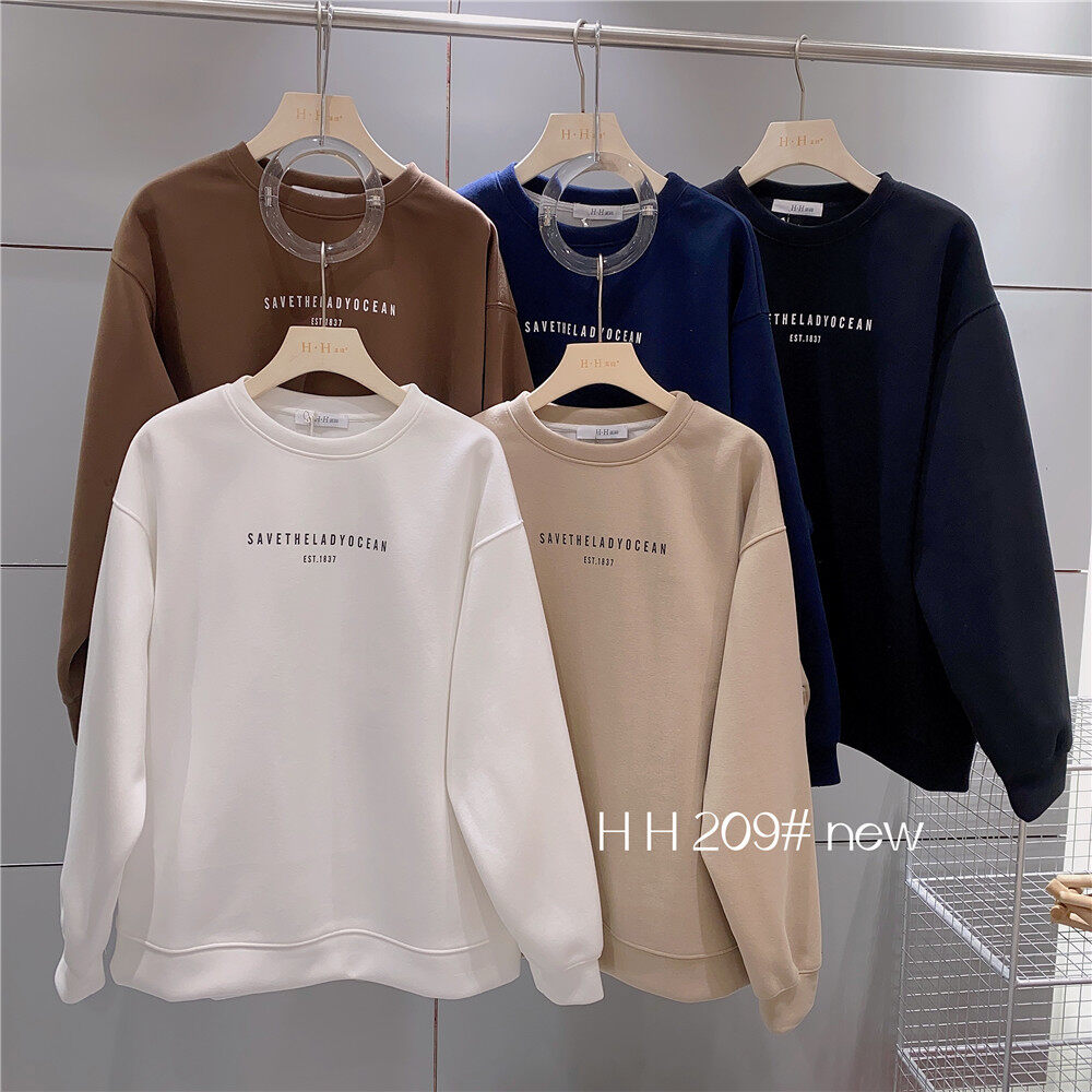 Original price 40.60! 2023 early spring new!【HH &MISS LAI】round neck loose pullover letter sweater YS1-209# L
