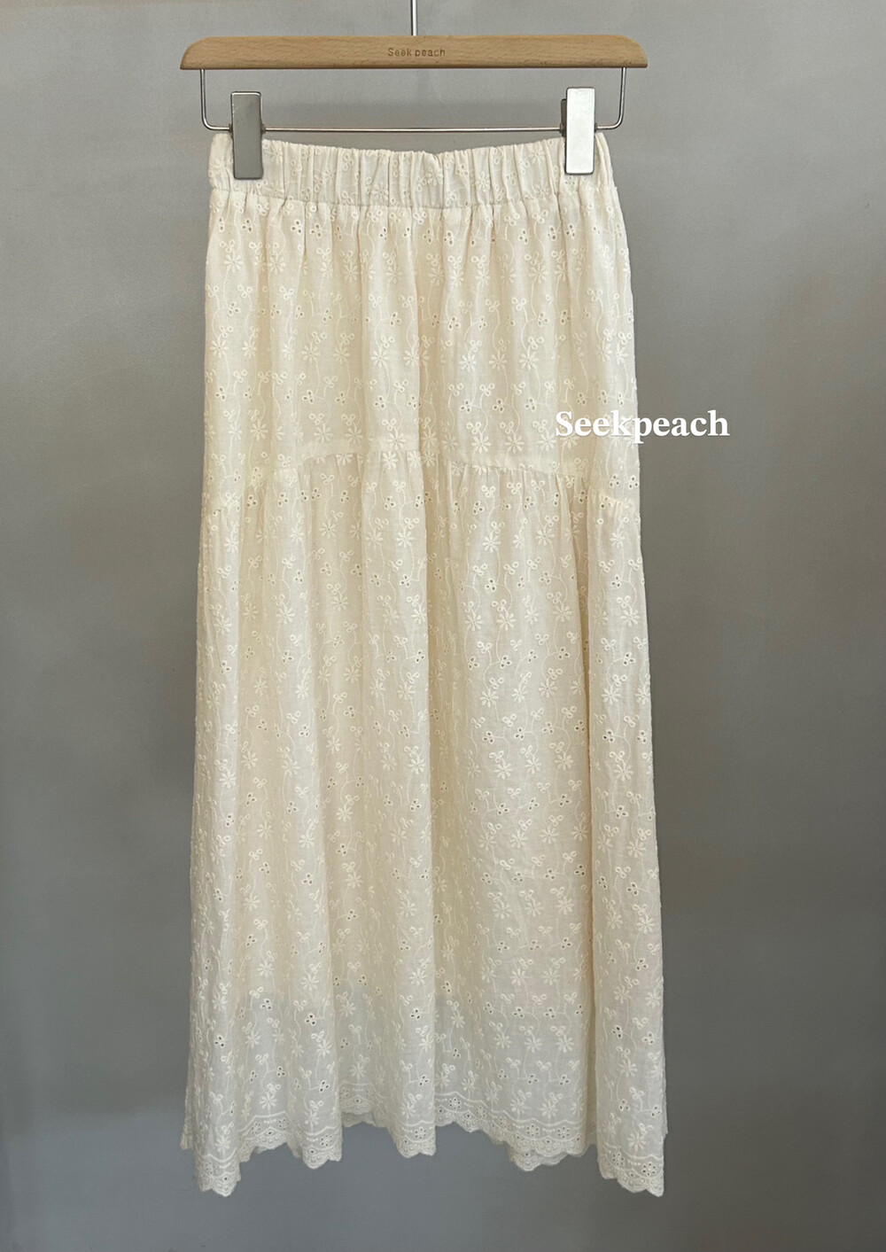 2023 early spring new! 【SEEK PEACH】Korean slim and sweet hollow skirt 5573# L