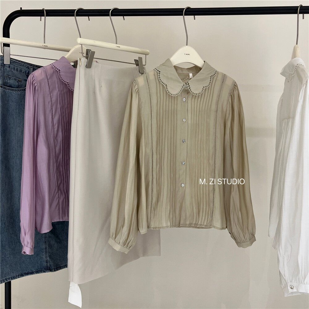 New style in early spring of 23!【M.ZI STUDIO】Single-breasted retro all-match shirt 15266# HBX