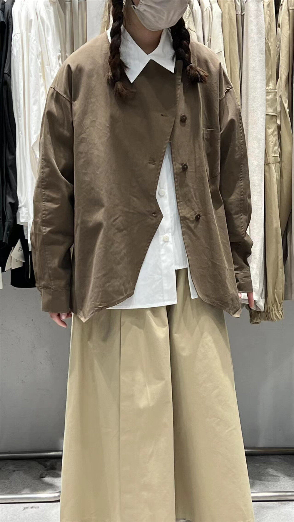 2023 early spring new style! [Jibu Jianchuan] Collarless slanted shirt short coat 823008# FHX