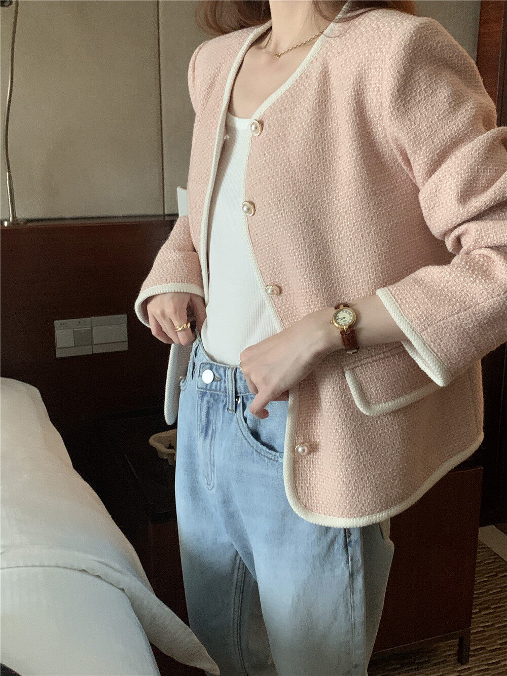 【FEIDING&NEW POST】Xiaoxiang Style Ladies Long Sleeve Short Jacket NP-8807-K2# CLS