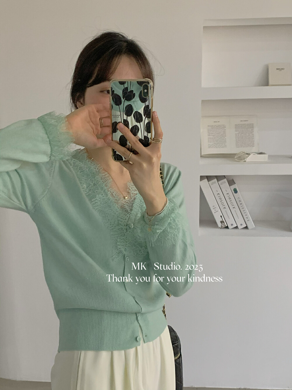2023 early spring new! [MK] lace v-neck casual shirt D260# HJY