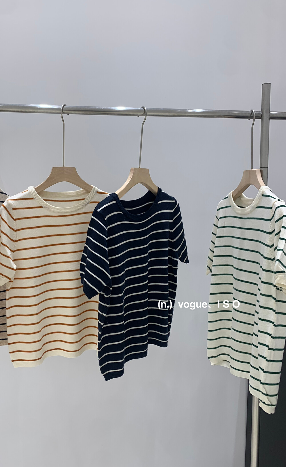 2023 early spring new style! [ISO Korean style] striped round neck short-sleeved sweater a1122# HJY