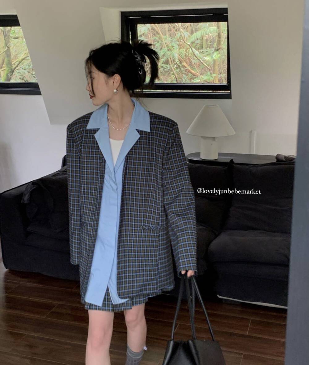2023 early spring new! 【DT CLASSIC】Retro plaid loose suit + shirt two-piece suit D5322-A2# ZXL