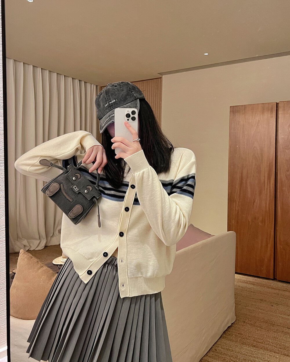 【UNITY】2023 spring casual short striped knitted cardigan W230165# ZXL