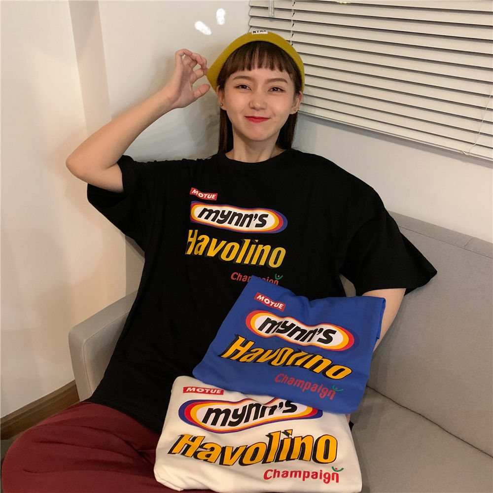 Summer Korean version of the short-sleeved t-shirt women's ins loose thin student mid-length Harajuku bf style half-sleeved top clothes women's fashion