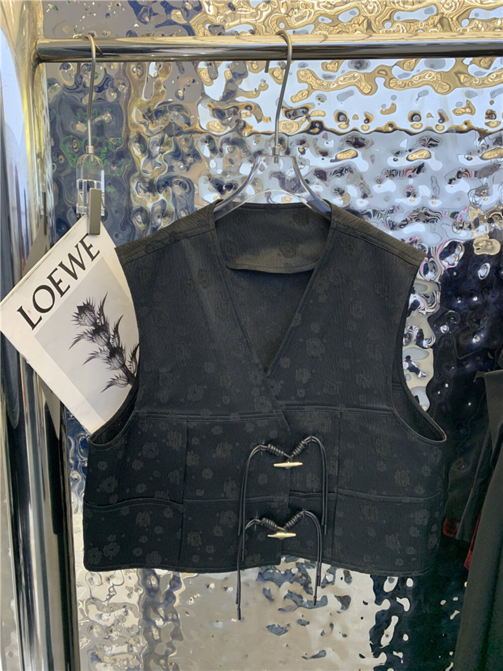 [Yairou] Retro Jacquard Horn Buckle Vest D536# LXC