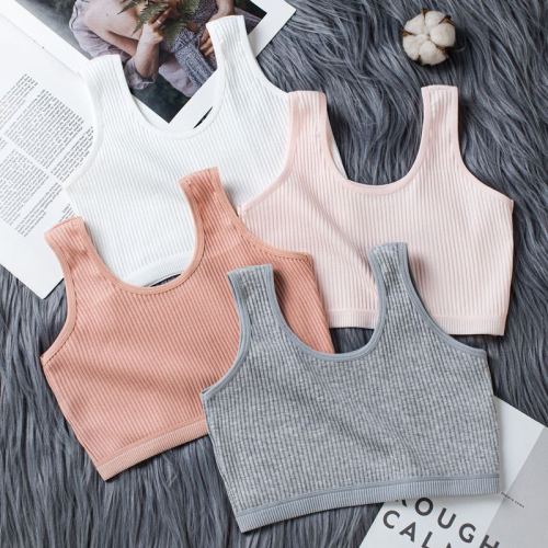 Girls' pure cotton development period vest 8-15 years old middle school students thread mid-length anti-convex tube top