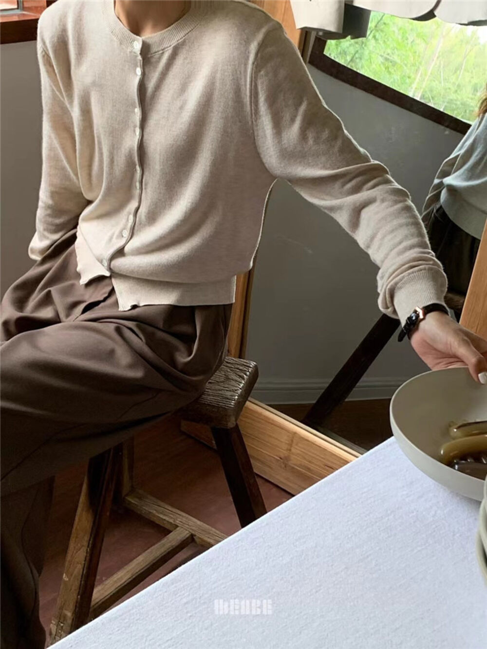 【WE ARE】Korean round neck single-breasted cardigan 0702# L