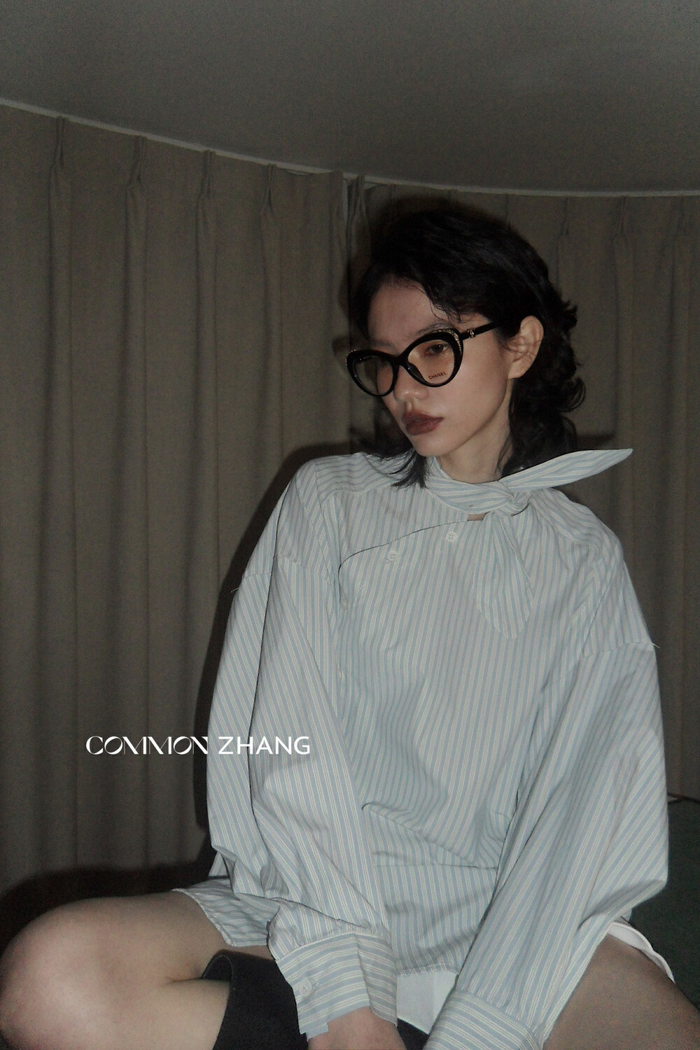 【CZ ZHANG】時尚簡約條紋套頭寬鬆襯衫  63059-1#  ZXL
