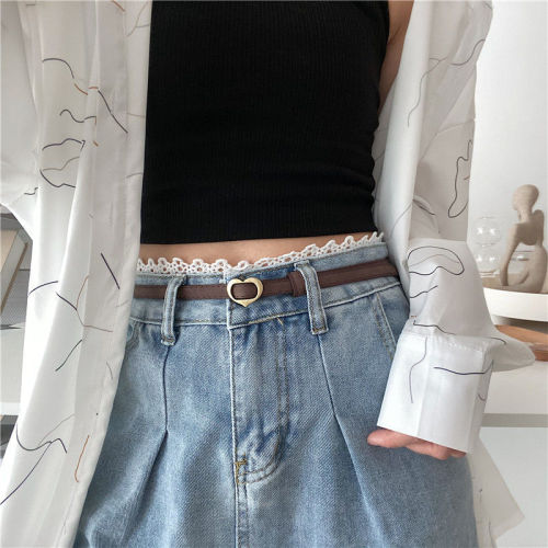 Retro heart non-porous belt ladies decoration with dress shirt suit jeans thin narrow belt