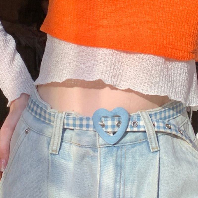 Summer new Korean version fashion love buckle girl decorative jeans belt simple all-match casual belt female