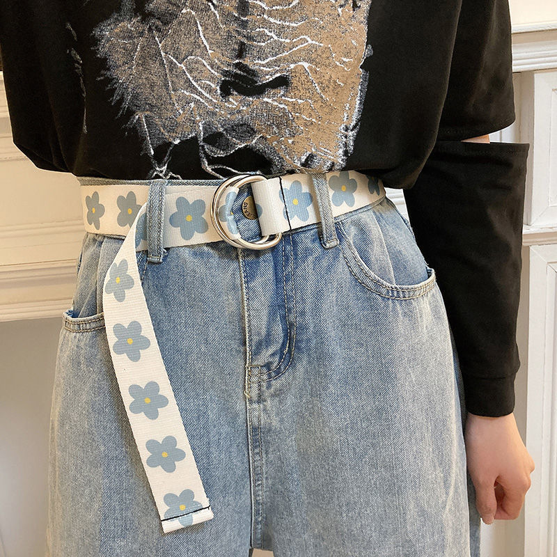 Belt women's decorative jeans belt student simple small flower practical free punching high-level sense all-match ins style belt