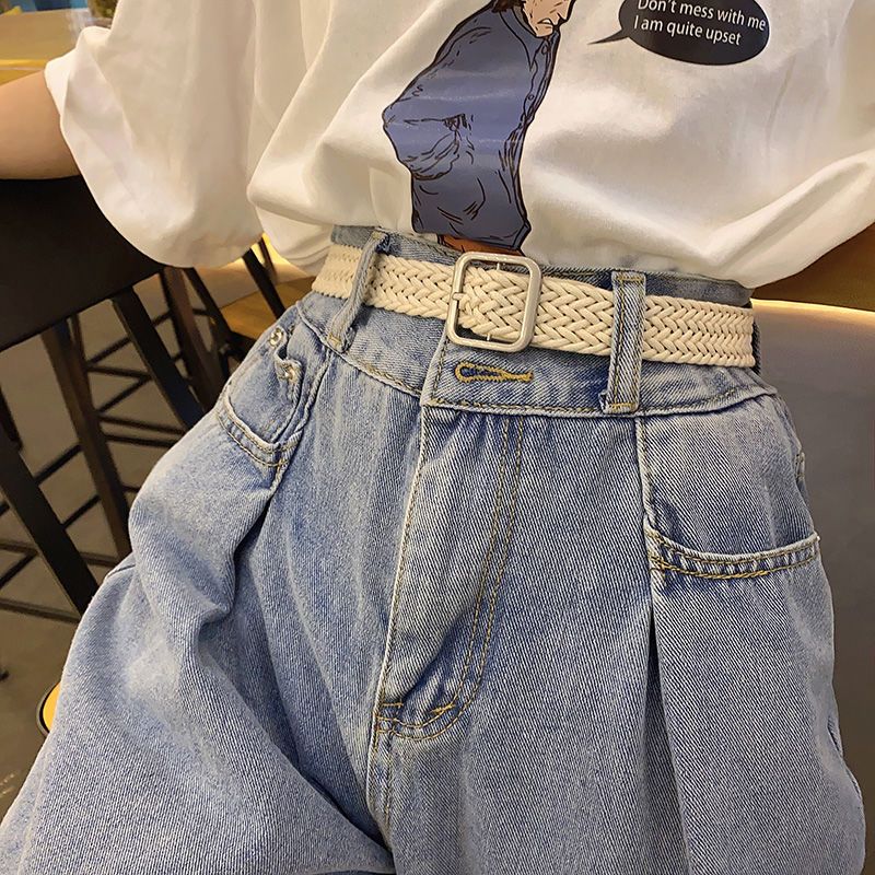 Canvas belt female decoration summer ins wind trend woven punch-free jeans women's belt fashion all-match