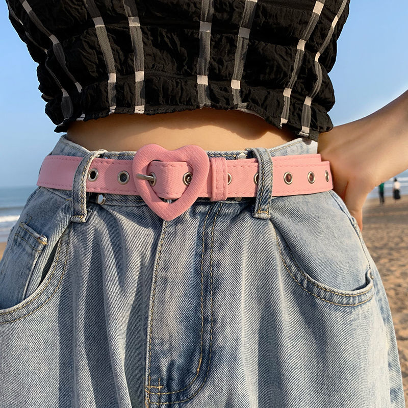 Love belt female decorative jeans summer students new all-match fashion Korean cloth belt ins wind belt
