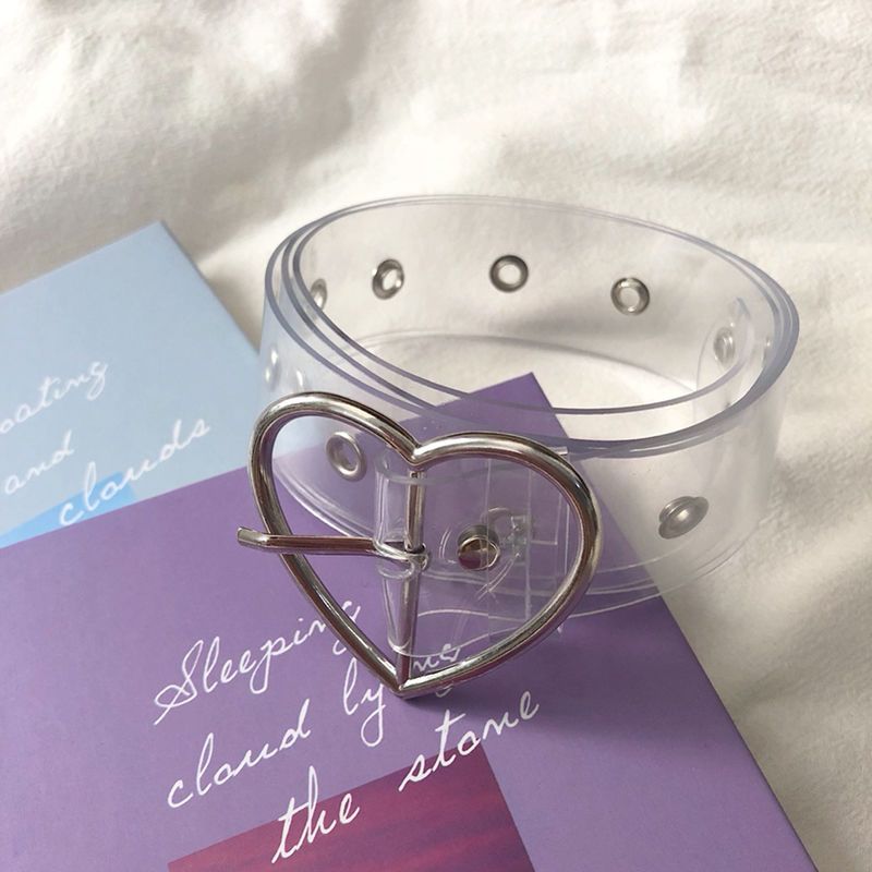 The new ins style all-match fashion student transparent color is more suitable for summer ~ double-breasted love belt female belt