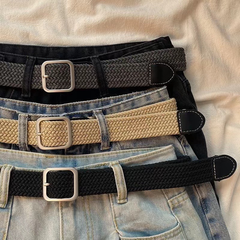 Net red waist decoration all-match jeans belt women do not need to punch canvas belt ladies weaving student decorative belt
