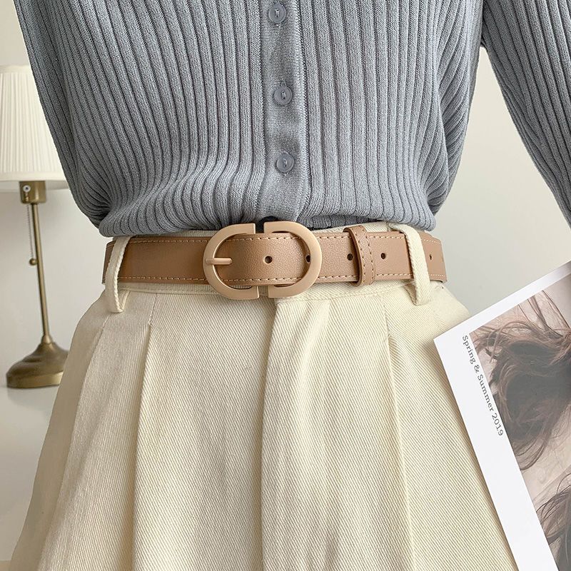 Belt female ins Korean student black decorative suit jeans simple all-match belt women's pin buckle tide