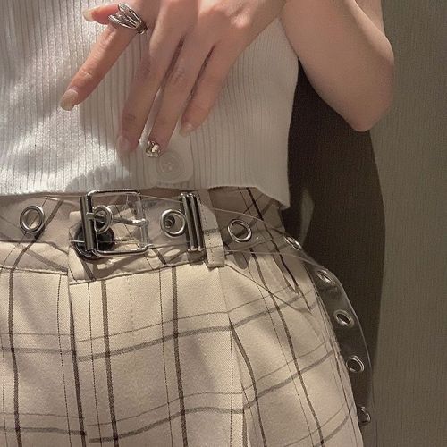 [Sweet and cool punk style] trendy personality all-match summer new all-match belt simple ring transparent belt female