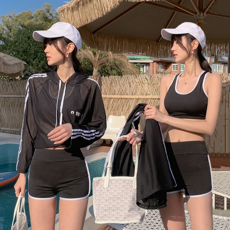 Fashionable new split swimsuit three-piece set cover belly and look thin Korean student fashion sports hot spring swimsuit female