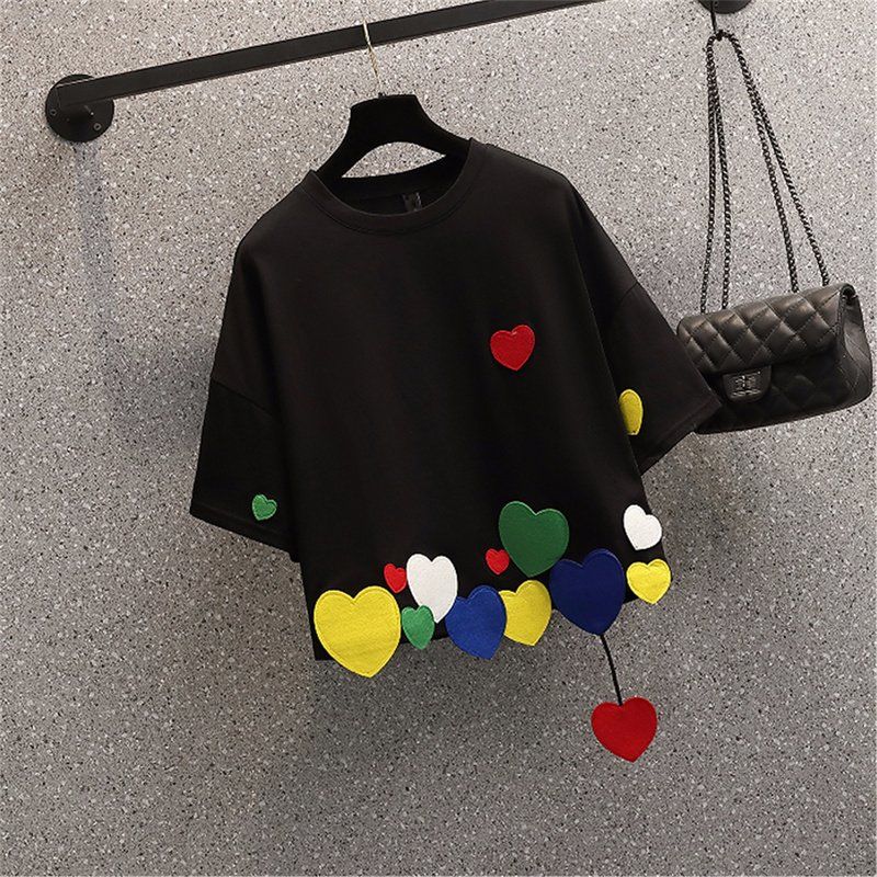 2023 summer new Korean version of foreign style all-match girls summer casual round neck short-sleeved T-shirt female