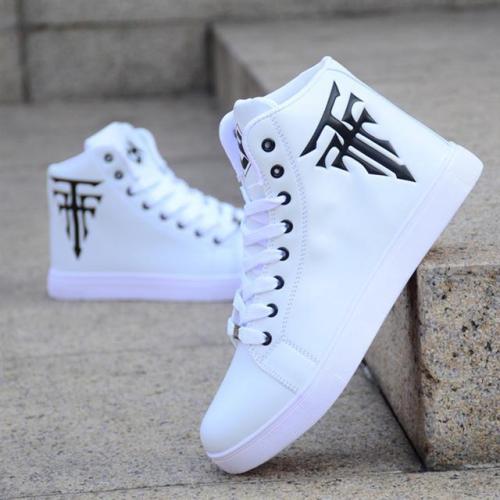 Spring and autumn new trendy shoes men's high-top shoes waterproof white men's shoes board shoes breathable shoes casual shoes students hip-hop shoes