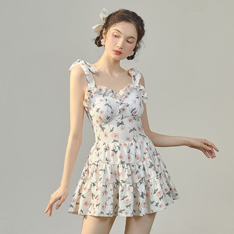 Swimsuit women's summer one-piece show thin cover belly conservative floral net red style cover meat 2023 new high-end ins swimsuit