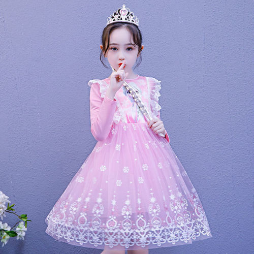 Aisha Aisha Princess Dress Girls Dress New Autumn Winter Children's Mesh Skirt Girl Frozen
