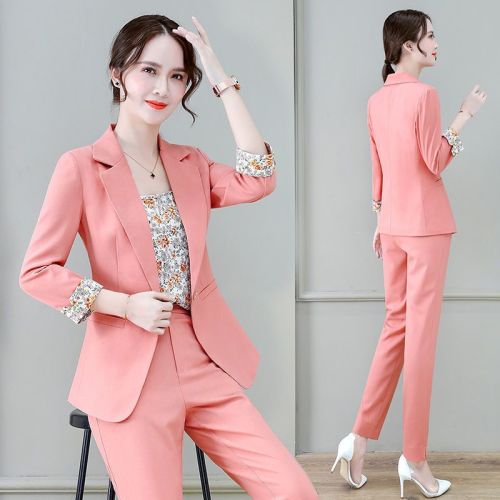 Small suit three-piece set women's spring and autumn clothes new temperament small fragrant wind thin professional suit suit foreign style outerwear women